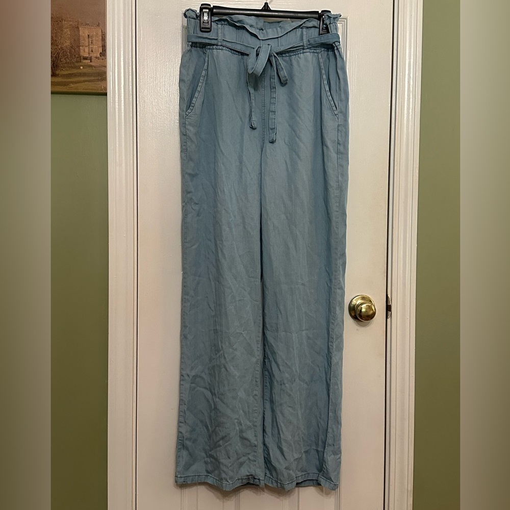 Wide legged denim color pants